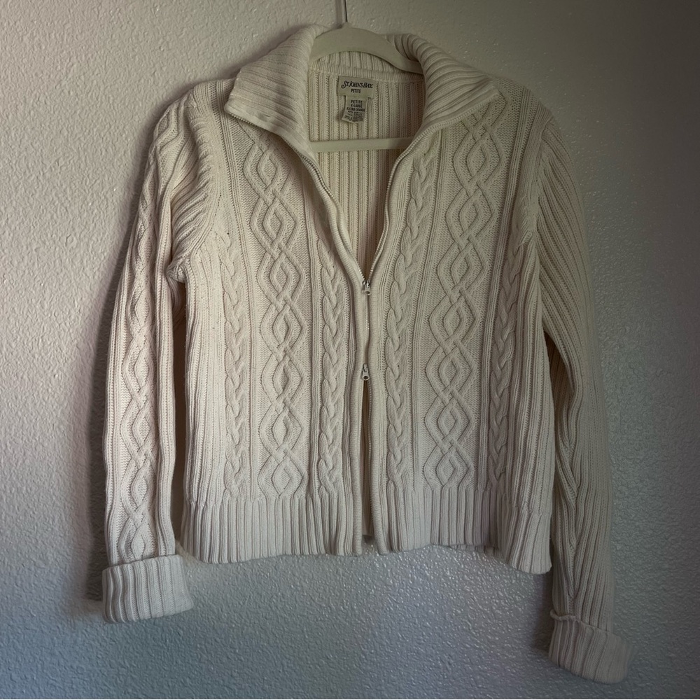 St. John's Bay Cream Zip-Up Cardigan